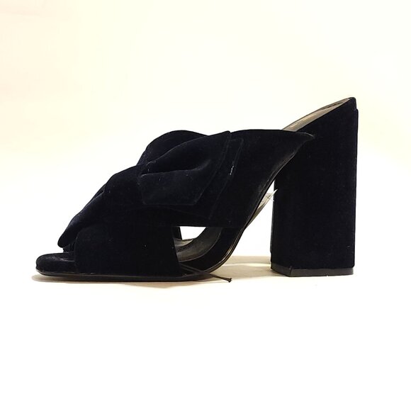 H&M Deep Navy Velvet Bow Woman's Heels Size 8.5 BNWT - Picture 8 of 9